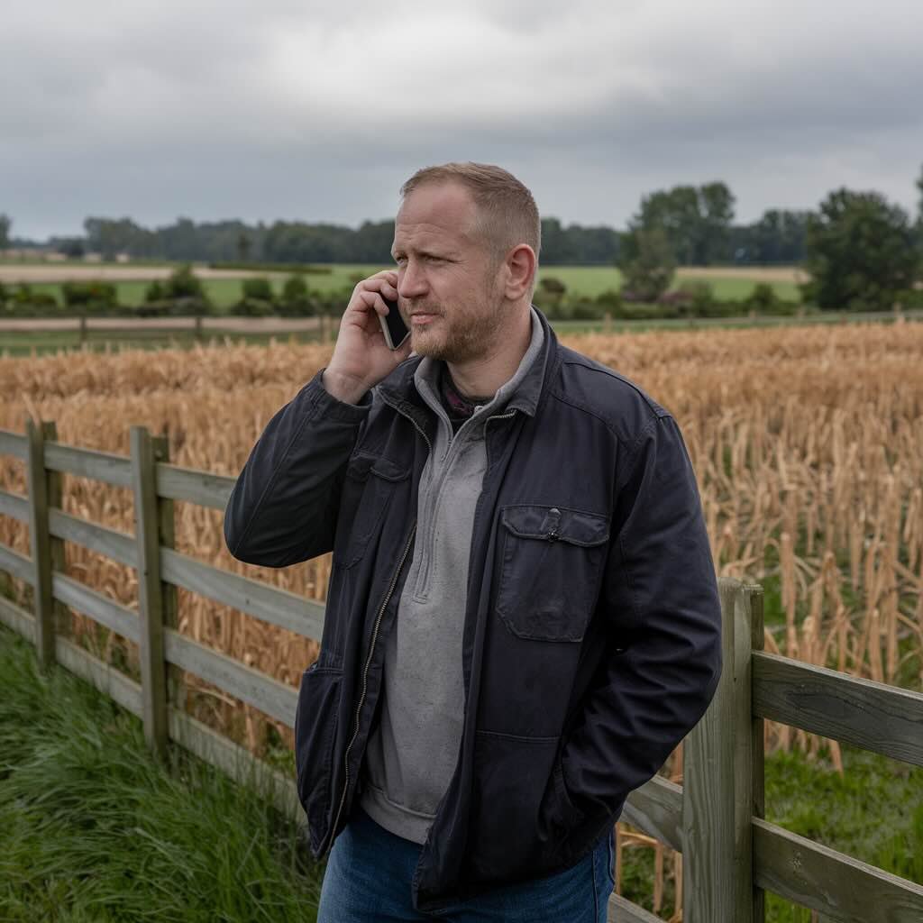 John accessing emergency services in a rural area using his phone