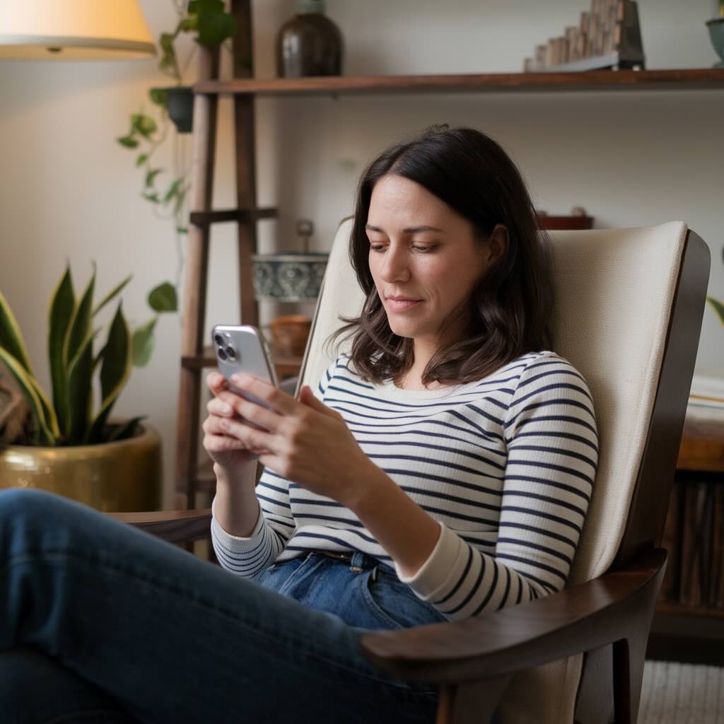 Mary securing a job using her phone
