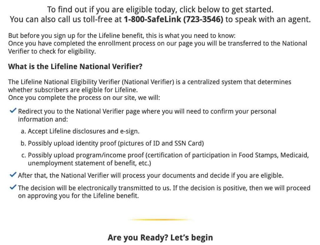 SafeLink Lifeline Verification Documents