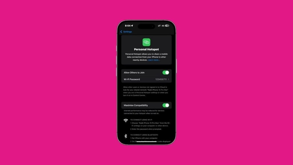 Turn ON Hotspot iPhone